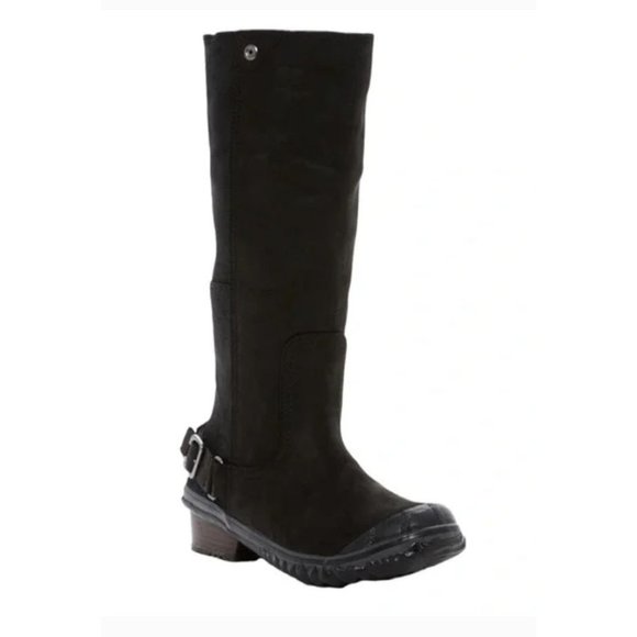 NWT Sorel Grill Slimboot Tall Leather Riding Boots Waterproof Snow Black Buckle - Picture 12 of 14